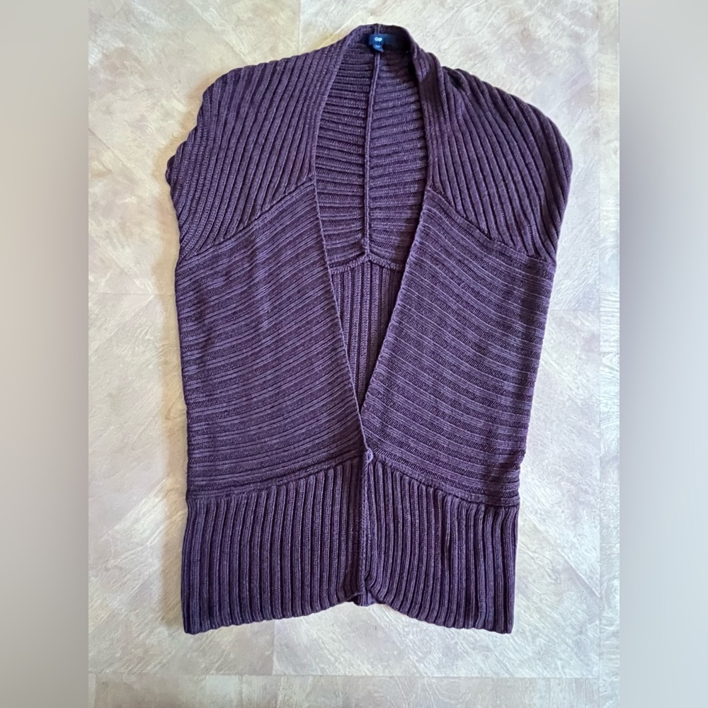 GAP Maroon Open-Front Ribbed Cardigan | Size M
